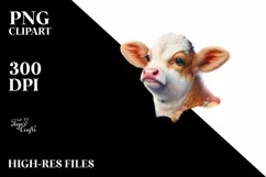 Baby Cow with Coral Reef Background PNG Product Image 3