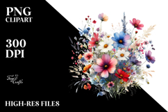 Colorful Watercolor Wild Flowers PNG Product Image 2
