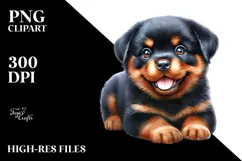 Cute Baby Rottweiler with Big Eyes PNG Product Image 2