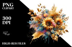 Vibrant Bouquet Gold Foil Sunflower | Clipart Product Image 3