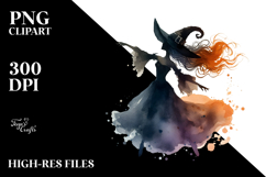 Retro Dancing Witch Watercolor PNG Product Image 2