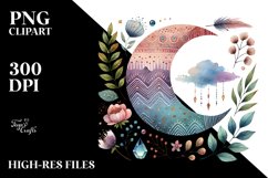 Cute Boho Moon PNG Product Image 2