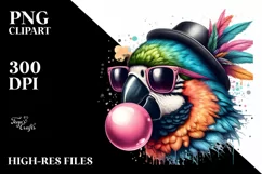 Quirky Bird Blowing Chewing Gum | Clipart Product Image 1