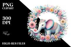 Colorful Elephant Floral Frame | Sublimation | Clipart Product Image 3