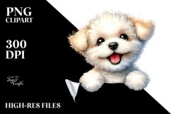 Enthusiastic Baby Bichon Frise Watercolor | Clipart Product Image 1