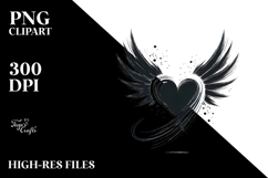 Elegant Heart with Wings, Stylish PNG Product Image 2
