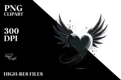 Elegant Heart with Wings, Stylish PNG Product Image 2