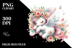 Cute Baby Unicorn Tumbling Spring Petals | Clipart Product Image 3