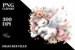 Cute Baby Unicorn Tumbling Spring Petals | Clipart Product Image 3