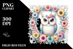 Colorful Owl Floral Frame | Sublimation | Clipart Product Image 3