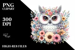 Colorful Owl Floral Frame | Sublimation | Clipart Product Image 3