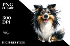 Cute Crazy Collie | Watercolor Funny Product Image 1