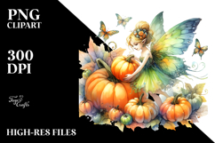 Vibrant Fairy with Pumpkin | Clipart Product Image 2