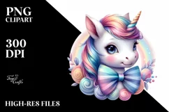 Baby Unicorn with Bow Tie PNG Product Image 3