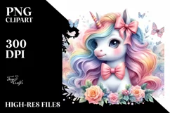 Baby Unicorn with Bow Tie PNG Product Image 1