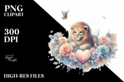 Adorned Lion with Heart, Pastel PNG Product Image 2