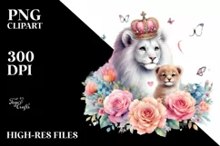 Adorned Lion with Heart, Pastel PNG Product Image 2