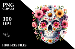 Skull made of Flowers, Transparent PNG Product Image 2