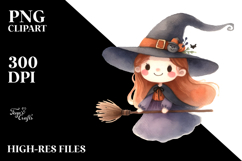 Cute Witch Digital Painting, PNG Product Image 2
