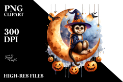 Halloween Monkey on Moon PNG Product Image 2