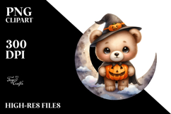 Digital Painting of Cute Baby Bear, Halloween PNG Product Image 2
