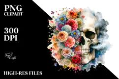 Colorful Skull with Flowers, High-Res PNG Product Image 2