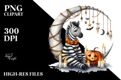 Halloween Zebra Sitting on Moon PNG Product Image 2