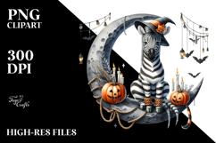 Halloween Zebra Sitting on Moon PNG Product Image 2