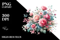 Colorful Pink Roses PNG Product Image 2
