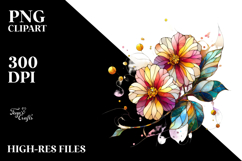 Stained Daffodil Watercolor Splash, PNG Product Image 2