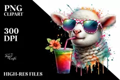 Colorful Lamb Sipping | Sublimation | Clipart Product Image 3