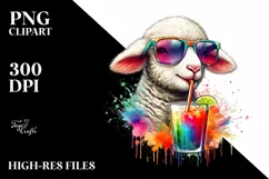 Colorful Lamb Sipping | Sublimation | Clipart Product Image 3