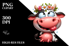 Playful Cartoon Cow with Winking Eye, PNG Product Image 2