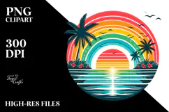 Retro Tropical Rainbow Sunset, 20 oz Tumbler Product Image 2