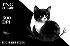 Simple Black Cat Watercolor Clipart PNG Product Image 1