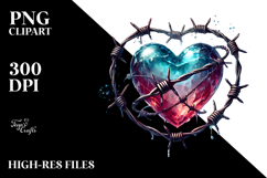 Stained Heart with Barbwire PNG Product Image 2