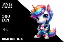 Cute Baby Unicorn Posing PNG Product Image 3