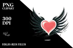 Simple Heart with Wings PNG Product Image 2