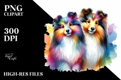 Colorful Cute Shetland Sheepdog | Sublimation Clipart Product Image 3