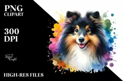 Colorful Cute Shetland Sheepdog | Sublimation Clipart Product Image 3