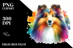 Colorful Whimsical Shetland Sheepdog Clipart Product Image 1