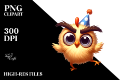 Playful Chicken with Anime Eyes, Transparent PNG Product Image 2