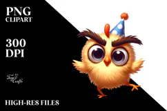 Playful Chicken with Anime Eyes, Transparent PNG Product Image 2