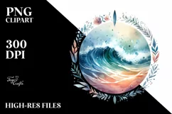 Beach Surf and Waves Sublimation Clipart Product Image 1
