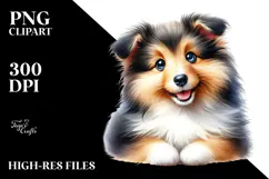 Happy Shetland Sheepdog Crazy Fur PNG Product Image 2