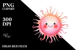 Simple Pinkish Smiling Sun PNG Product Image 2