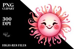 Simple Pinkish Smiling Sun PNG Product Image 2