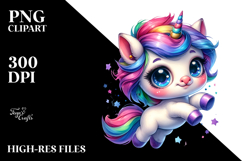 Cute Unicorn Jumping in Style PNG Product Image 2