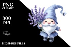 Cute Floating Gnome with Large Lavender PNG Product Image 2