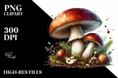 mushroom watercolor splash PNG Product Image 1